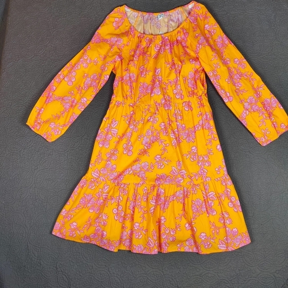 J CREW Floral Tiered A Line Sun Dress Women’s 12 Orange Pink Colorful Vacation - Picture 3 of 12